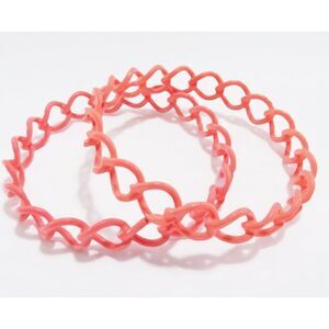 Vintage Designer Coral Pink Enamel Interlocking Bangle Bracelet